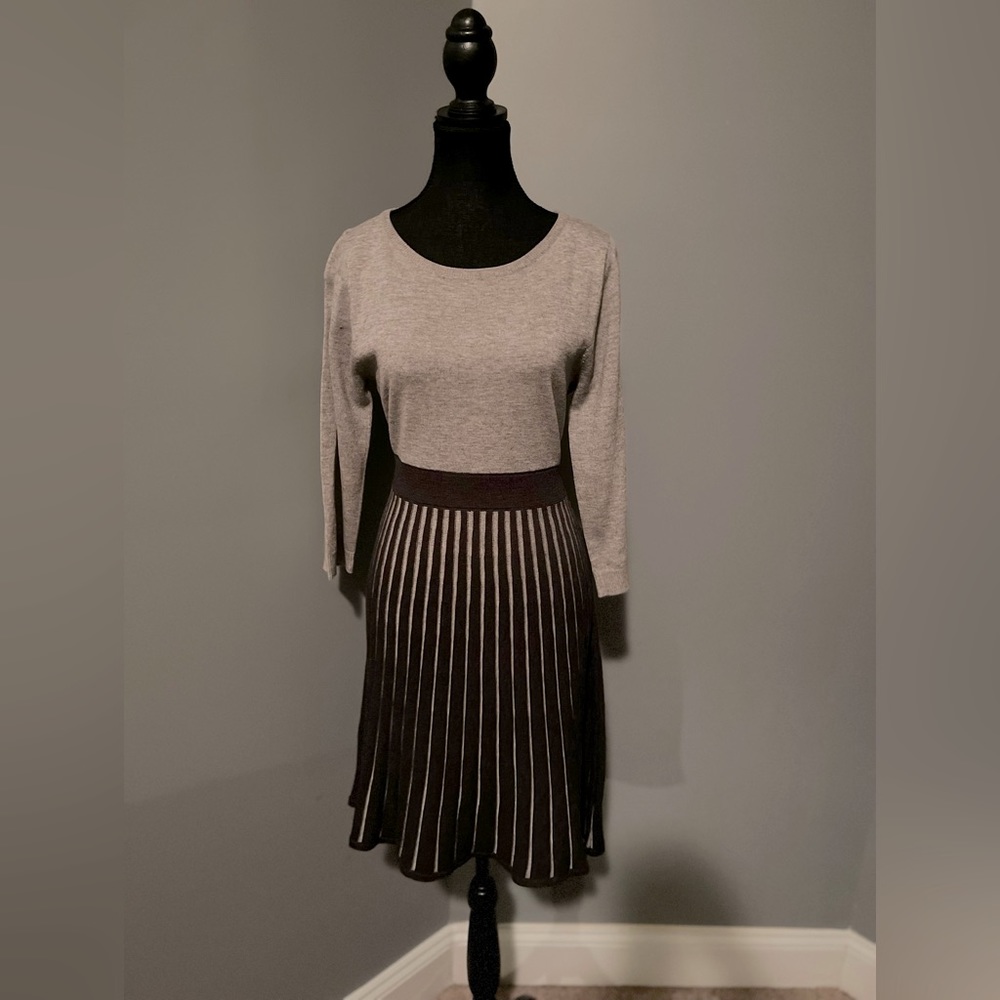 Light gray and charcoal stripe dress